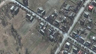 A Maxar satellite image shows Russian airborne forces in Zdvyzhivka, Ukraine, on Feb. 28, 2022.