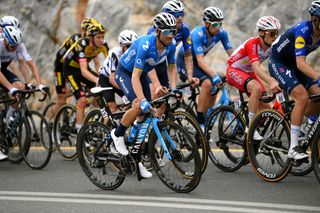 JEBEL JAISON UNITED ARAB EMIRATES FEBRUARY 25 Alejandro Valverde of Spain and Movistar Team during the 3rd UAE Tour 2021 Stage 5 a 170km stage from Fujairah Marine Club to Jebel Jaison 1489m First Hairpin 478m UAETour February 25 2021 in Jebel Jaison United Arab Emirates Photo by Tim de WaeleGetty Images