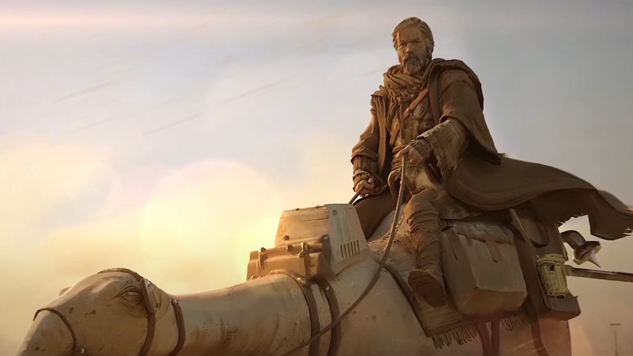 obi wan kenobi on a desert mount concept art