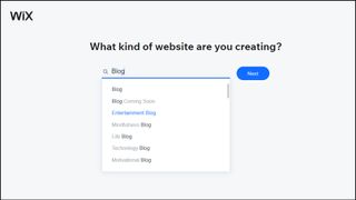 Wix website types selection page screenshot