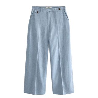 Next light blue linen blend wide leg trousers