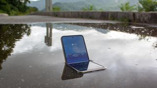 Samsung Galaxy Z Flip 3 in puddle