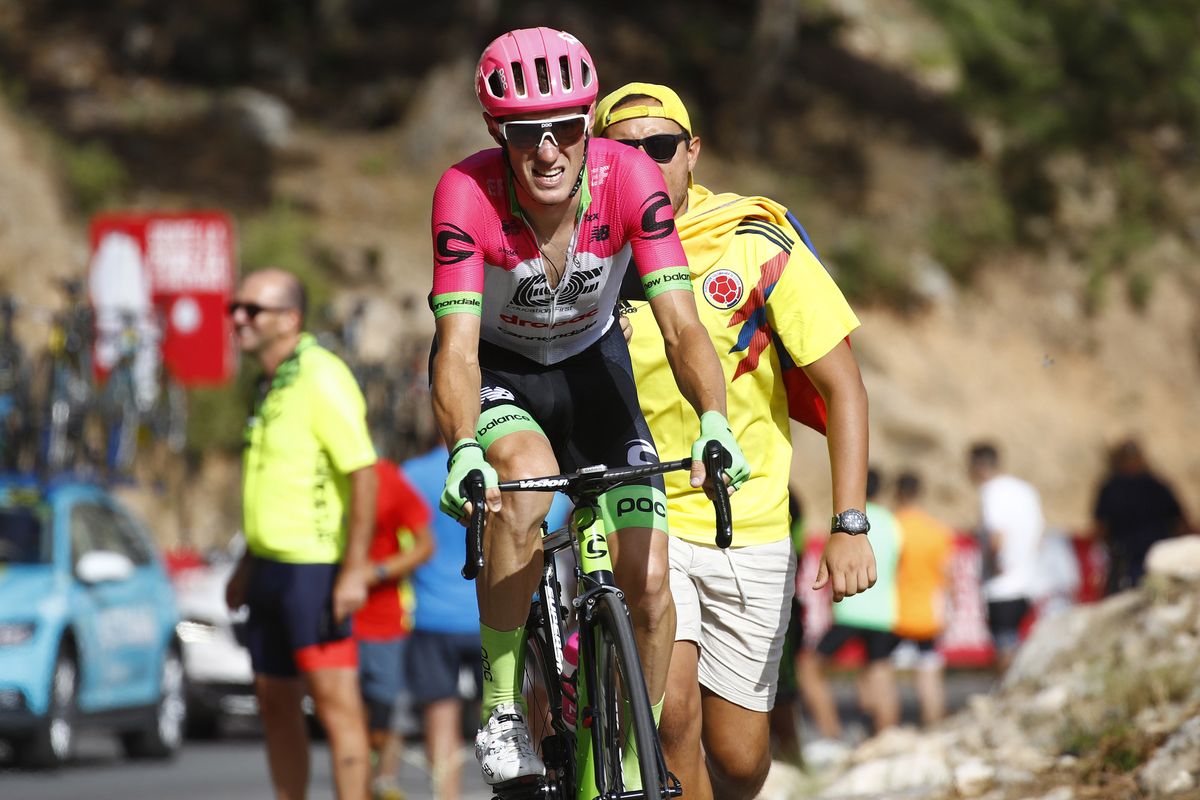 Pierre Rolland was never able to get on terms with the leading duo on the final climb
