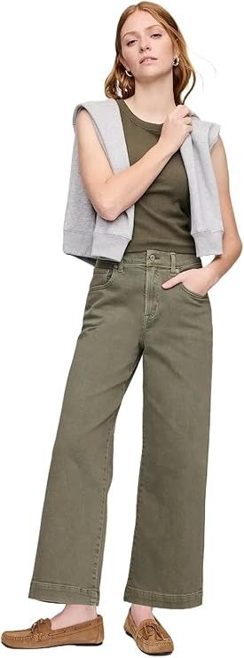 GAP, Gap Womens Wide Leg Cropped Jeans Mesculen Green 35reg