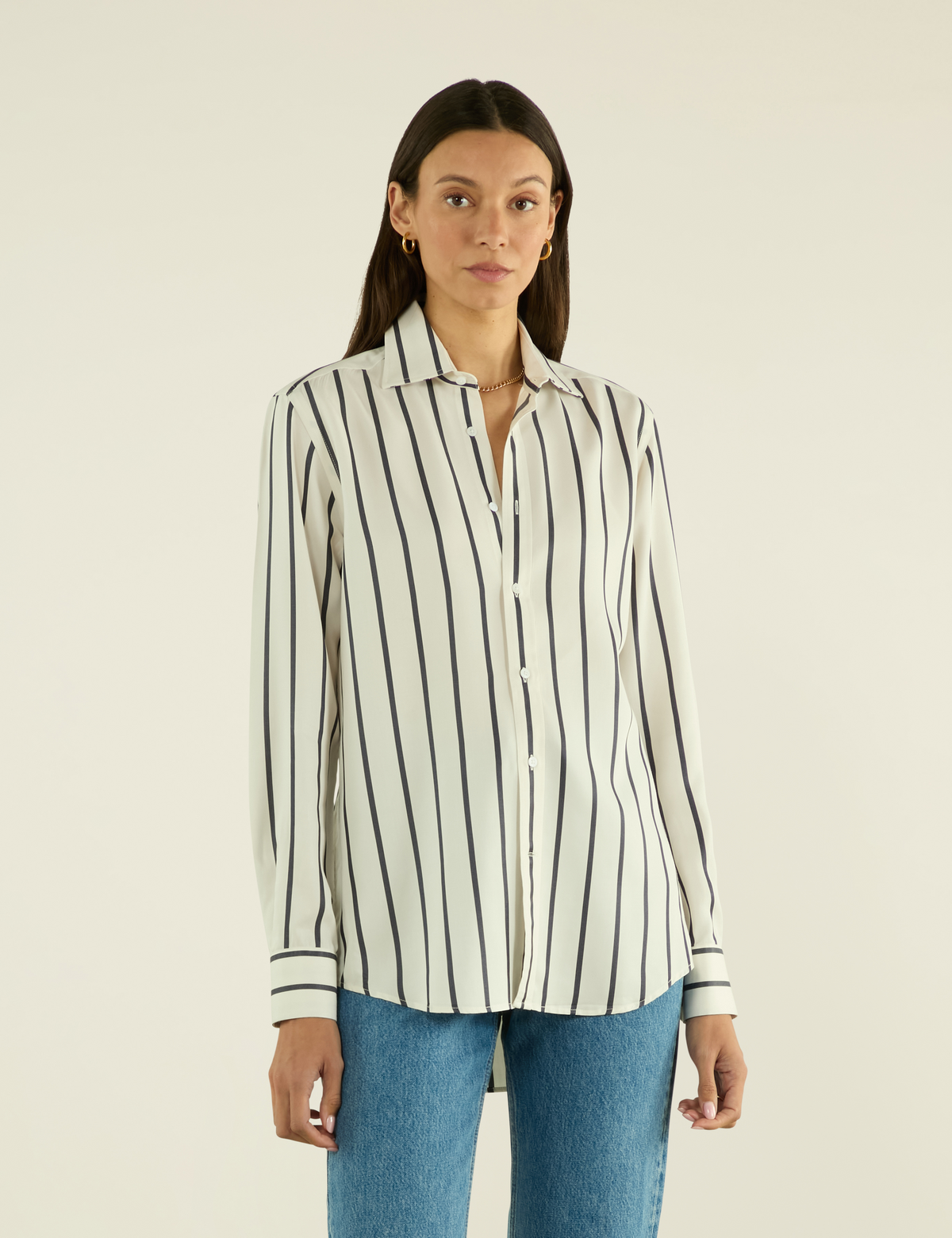 The Boyfriend: Tencel™ Lyocell, Charcoal Stripe