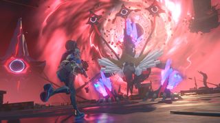 A character running towards a huge enemy in Zenless Zone Zero