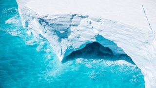 an aerial view of an iceberg