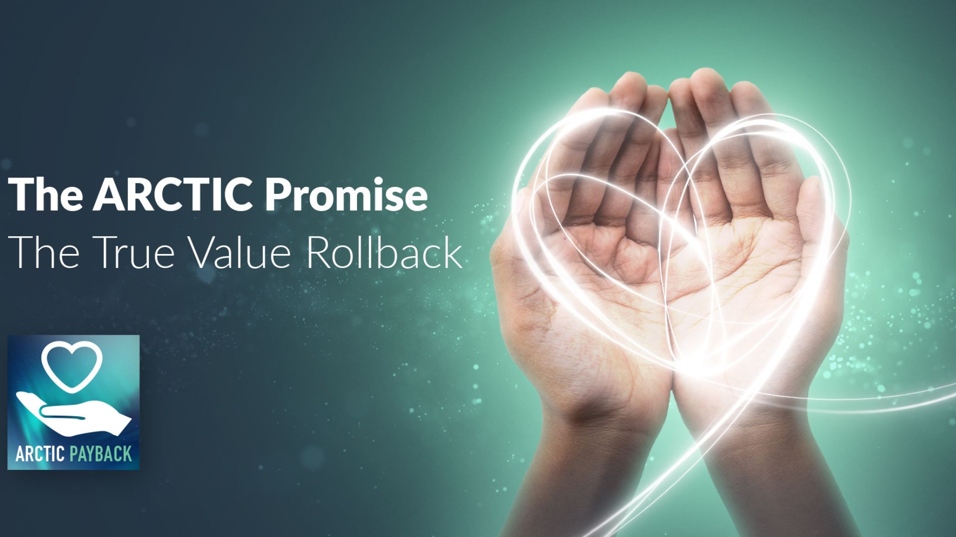 The Arctic Promise image, showing a pair of hands with the Arctic Payback scheme logo