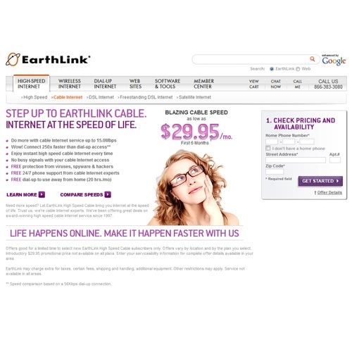 EarthLink image: This company offers cable internet through a third party.