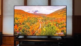 Hisense U9N TV showing colorful landscape image onscreen