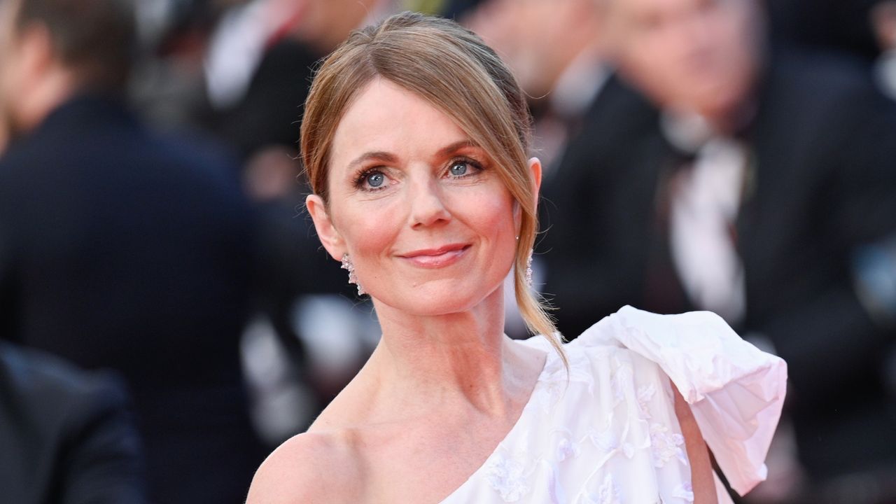 Geri Halliwell Horner wears a white dress as she attends the &quot;Elemental&quot; screening and closing ceremony red carpet during the 76th annual Cannes film festival at Palais des Festivals on May 27, 2023 in Cannes, France. 