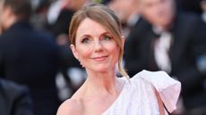 Geri Halliwell Horner wears a white dress as she attends the "Elemental" screening and closing ceremony red carpet during the 76th annual Cannes film festival at Palais des Festivals on May 27, 2023 in Cannes, France. 