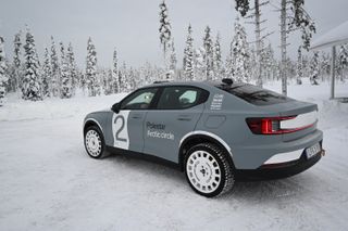 Grey Polestar EV in snow