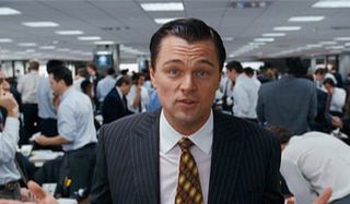 Leonardo DiCaprio telling the story of Jordan Belfort in The Wolf Of Wall Street