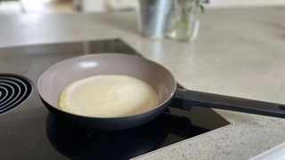 Pancake batter in the Salter Ceramic Non-Stick Frying Pan