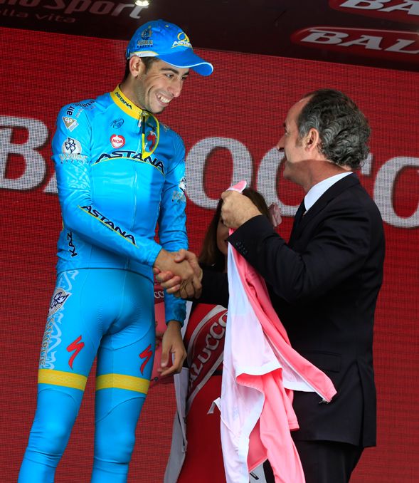 Fabio Aru (Astana) on the podium