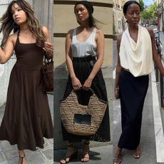 a collage of french women wearing some of the best strappy sandals