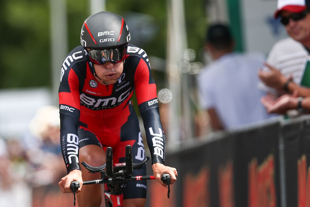 Richie Porte (BMC) crosses the line in second place