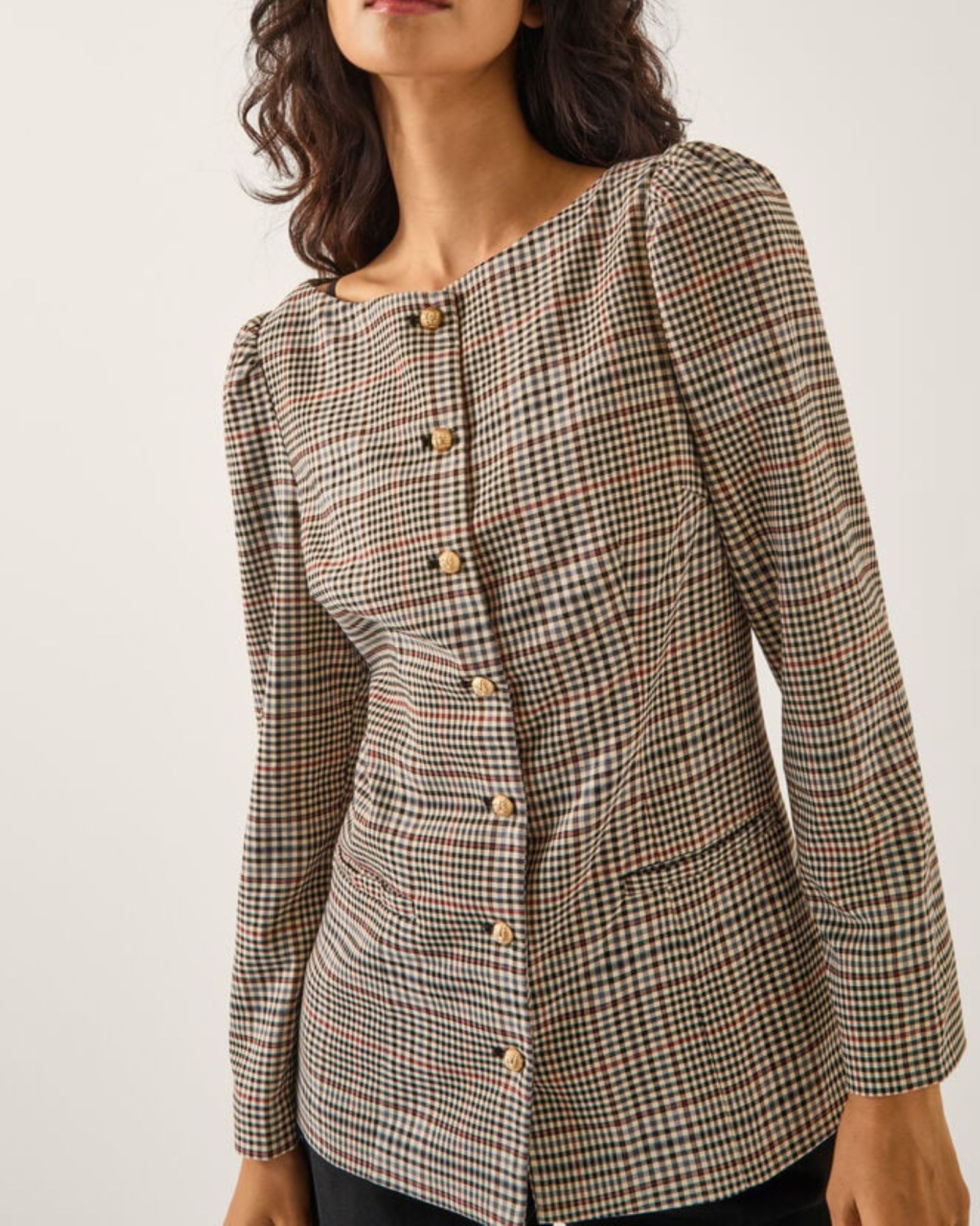 Monsoon Carmen Check Print Jacket Natural