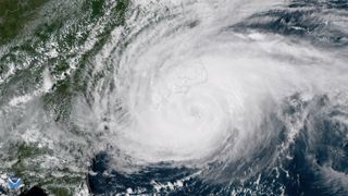 Hurricane Florence approaches the U.S. Southeast Coast, where it is expected to make landfall on the border between North and South Carolina this morning (Sept. 14), according to NOAA.