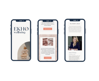 women's health app on three phone screens