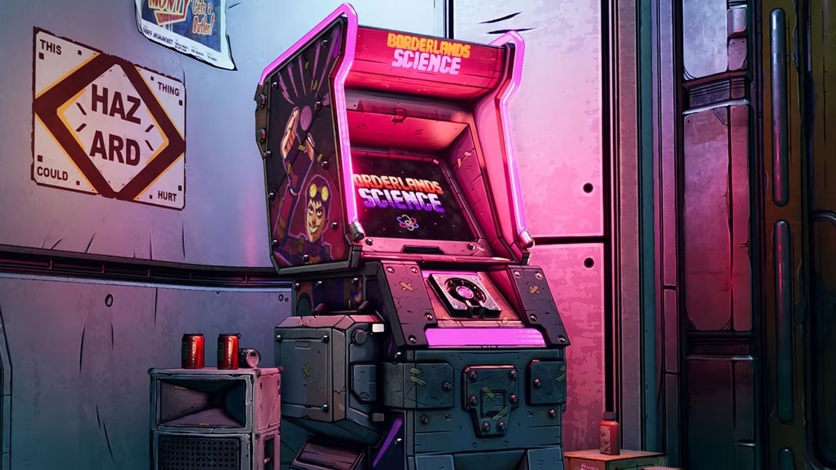 Borderlands Science header image - arcade standup machine in Borderlands 3