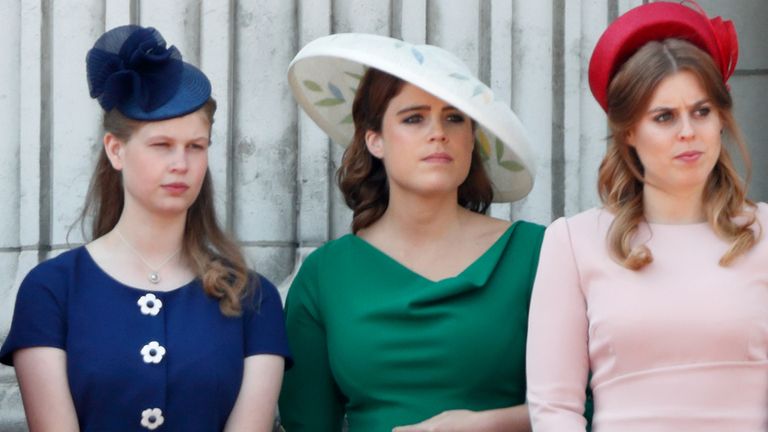 Why isn't Lady Louise a Princess—Lady Louise Windsor, Princess Eugenie and Princess Beatrice stand on the balcony of Buckingham Palace during Trooping The Colour 2018 on June 9, 2018 in London, England. The annual ceremony involving over 1400 guardsmen and cavalry, is believed to have first been performed during the reign of King Charles II. The parade marks the official birthday of the Sovereign, even though the Queen's actual birthday is on April 21st. 