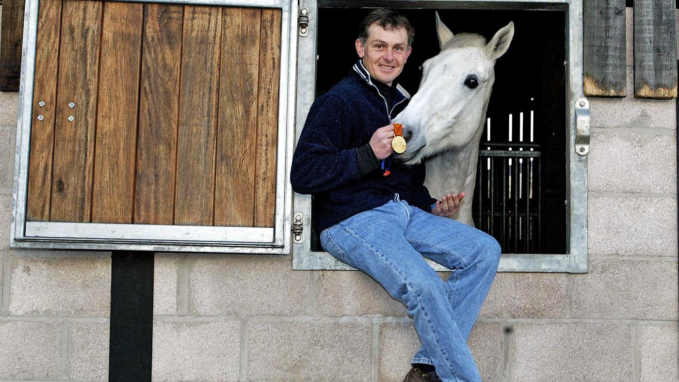 Olympic champion Leslie Law with Shear L'Eau and his Olympic gold medal.