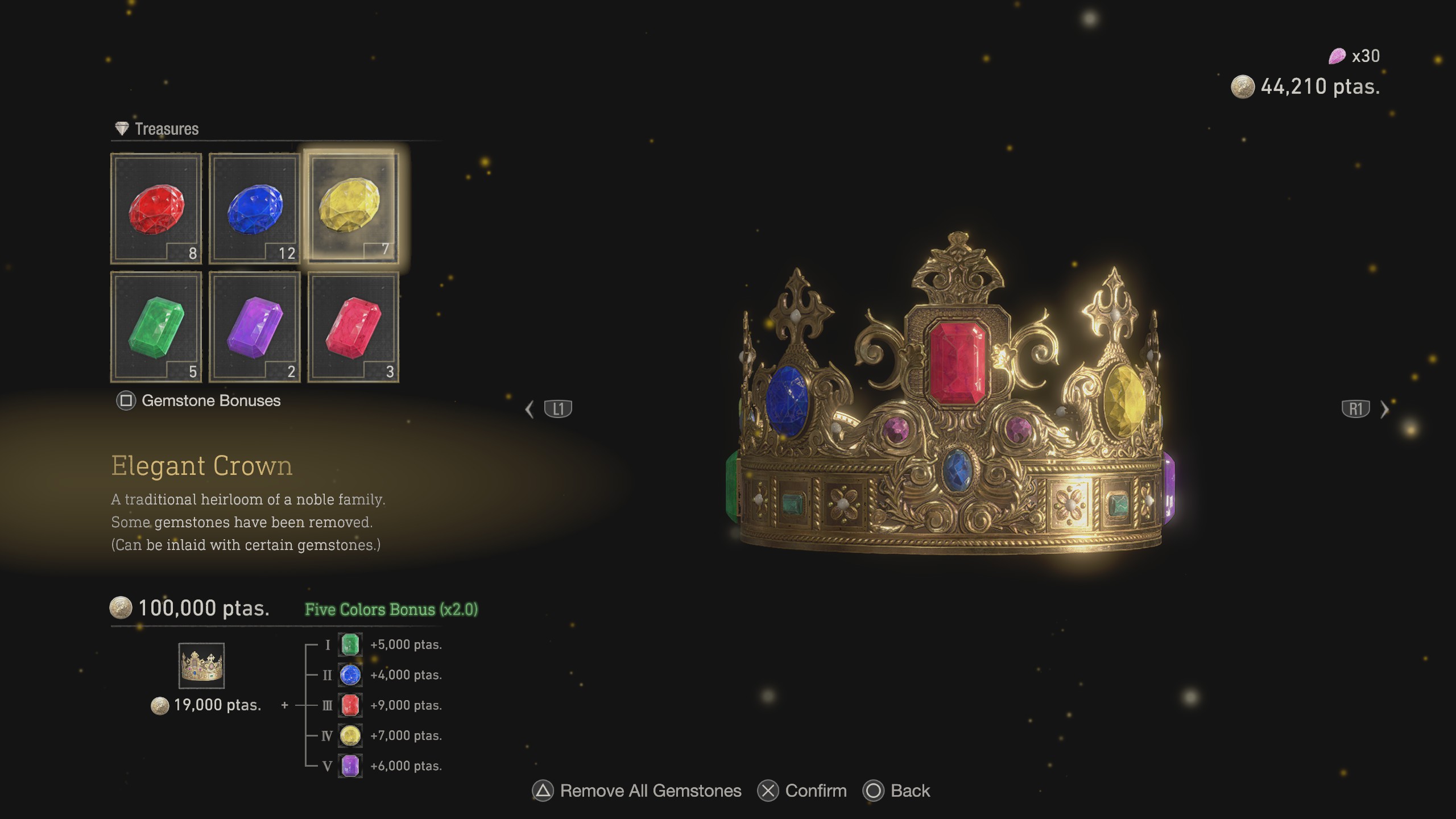 Resident Evil 4 Remake treasure - putting jewels in a crown