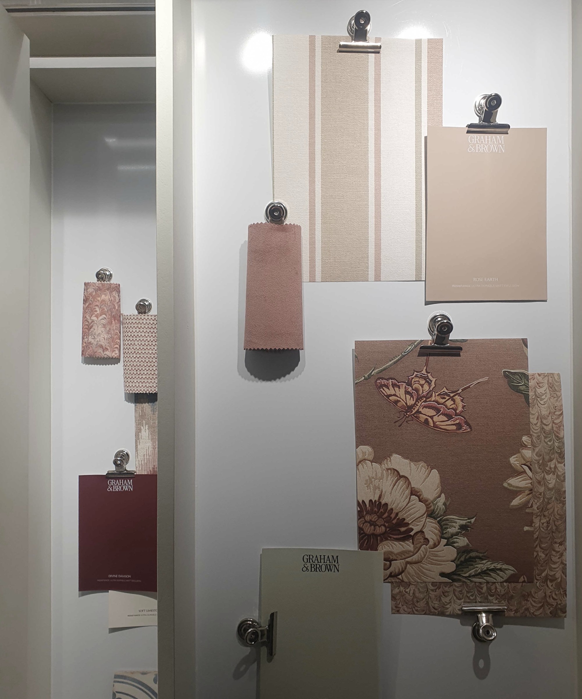 Swatches of Graham &amp;amp; Brown's design and colour of the year 2027 at the brand's showroom