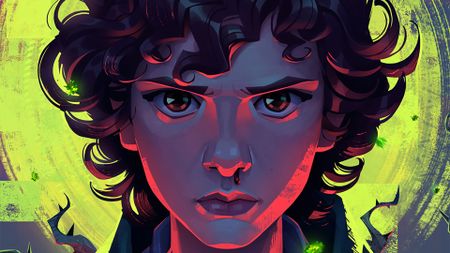 Eleven drawn in bright neon colors