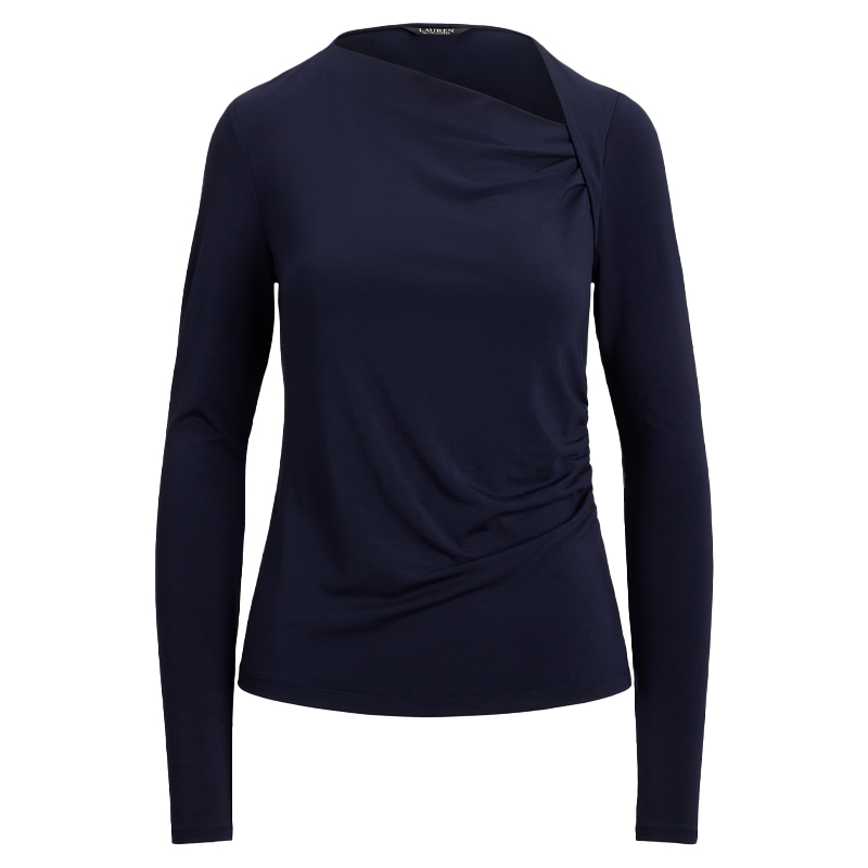 Navy blue asymmetric long sleeve top, Ralph Lauren