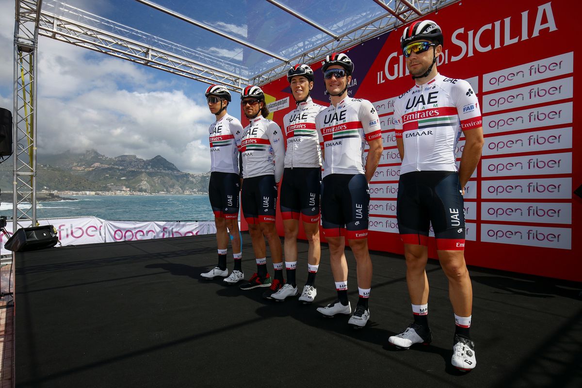 UAE Team Emirates on stage at the Giro di Sicilia
