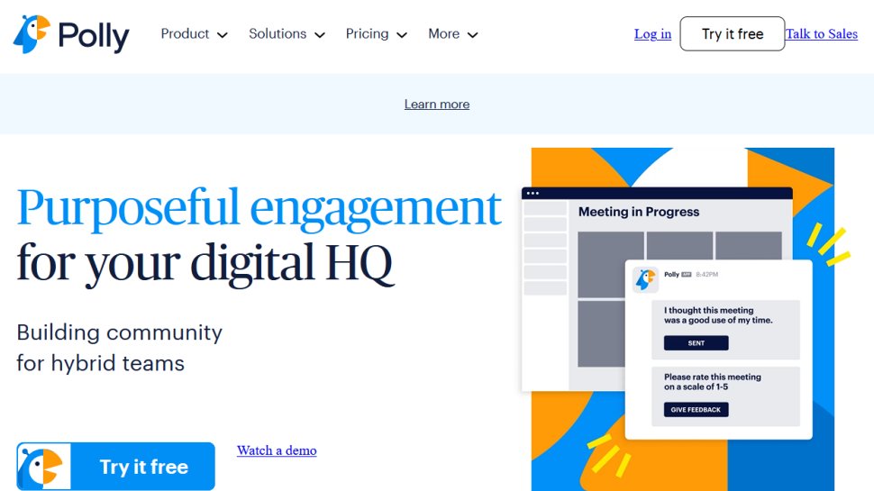 Polly website screenshot (February 2026).