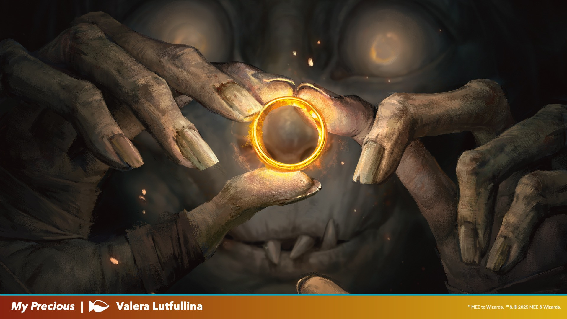 MTG The Hobbit artwork featuring Gollum looking at the One Ring
