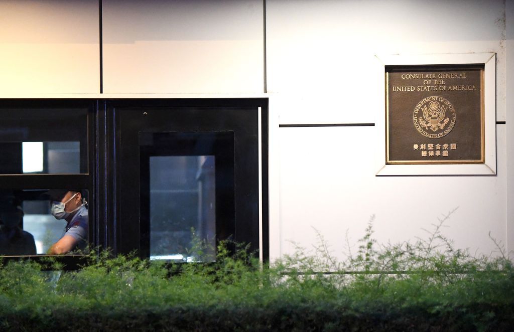 A security official at the U.S. consulate in Chengdu.