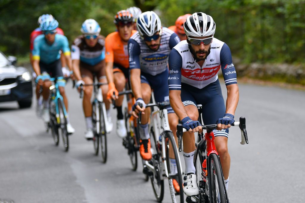 SARRANCOLIN FRANCE AUGUST 03 Julien Bernard of France and Team Trek Segafredo Julien Trarieux of France and Team Nippo Delko Provence during the 44th La Route dOccitanie La Depeche du Midi 2020 Stage 3 a 1635km stage from Saint Gaudens to Col de Beyrde 1417m RouteOccitanie RDO2020 on August 03 2020 in Sarrancolin France Photo by Justin SetterfieldGetty Images