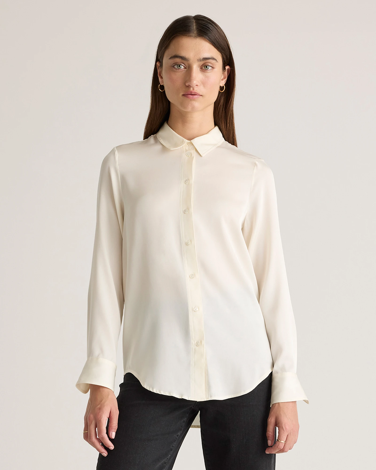 Washable Stretch Silk Blouse in Ivory