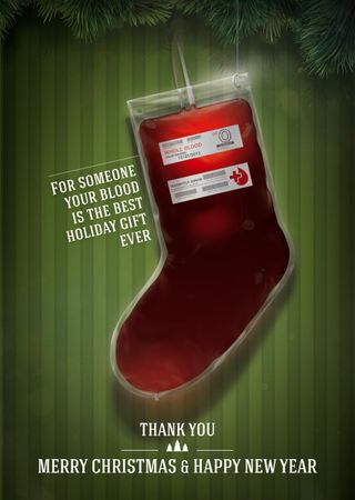Provid pulls off the unlikely feat of making a blood bag look Christmassy in this ad for the Red Cross