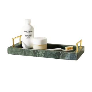 A green marble caddy tray