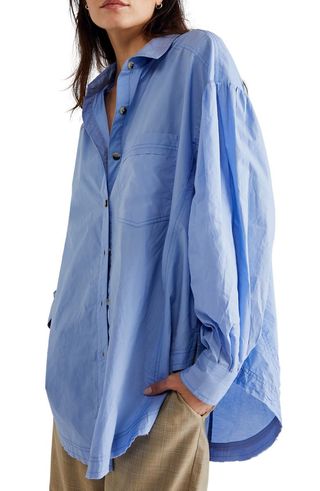 Happy Hour Oversize Poplin Button-Up Shirt