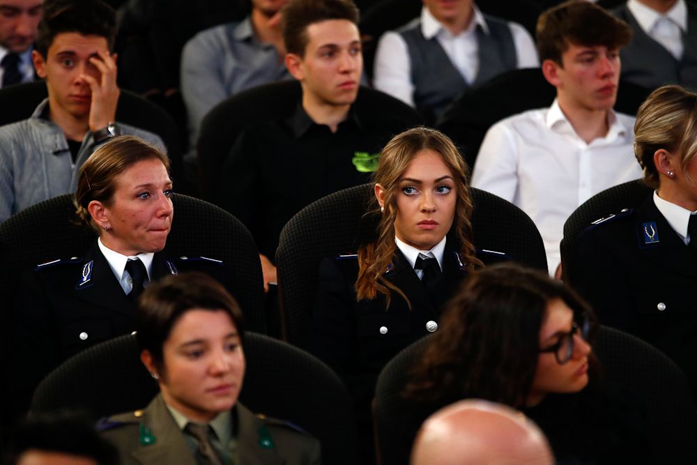 Letizia Paternoster in the crowd at the Giro d' Onore in Milan on December 4