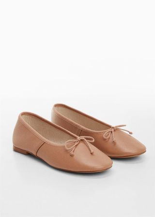 Bow Leather Ballerina - Women