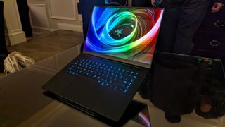 The Razer Blade 16 (2025) on a table.