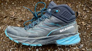 Scarpa Rush 2 Mid GTX hiking boots on a trail path