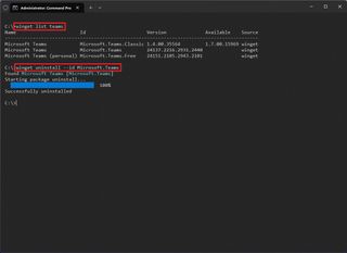 winget uninstall Microsoft Teams