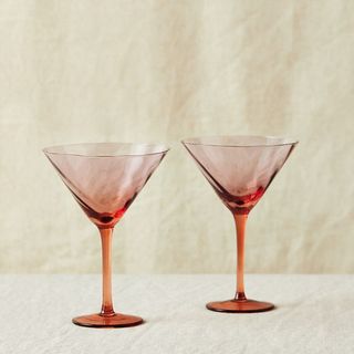 Java Pink Ombre Glass Martini Glasses Set of Two