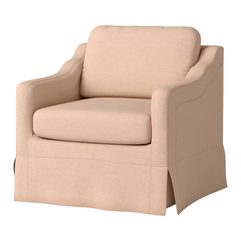 Threshold x Studio McGee, Detailed Slope Arm Slipcover Swivel Accent Chair Performance Fabric Blush