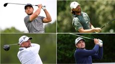 Xander Schauffele, Tommy Fleetwood, Shane Lowry and Keegan Bradley hitting golf shots