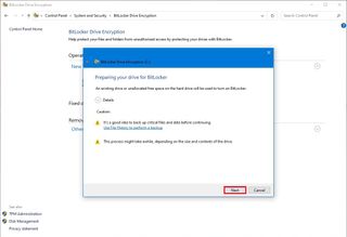 BitLocker encryption preparation